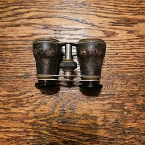 Antique Brass and Leather Opera Glasses Vintage Binoculars Field Glasses
